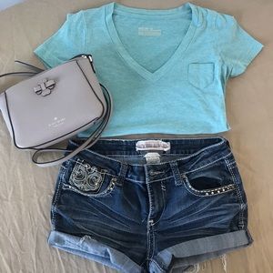 Hydraulic Distressed Jean Shorts